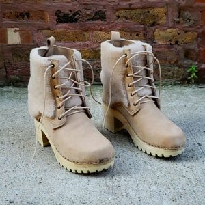 No. 6 Sherling Suede Clogs Sz 41